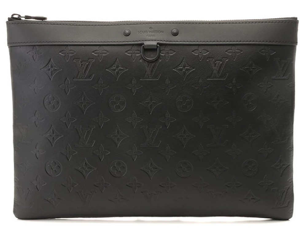 LOUIS VUITTON Pochette Discovery Clutch Bag Monogram Shadow Black